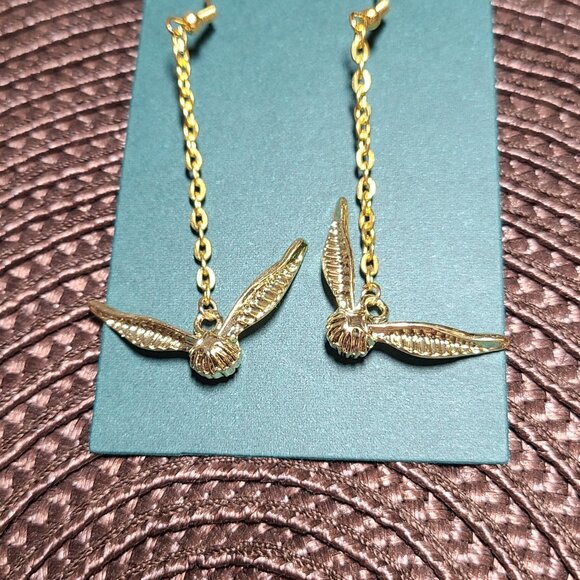 Harry Potter Golden Snitch Dangle Earrings - Picture 1 of 5